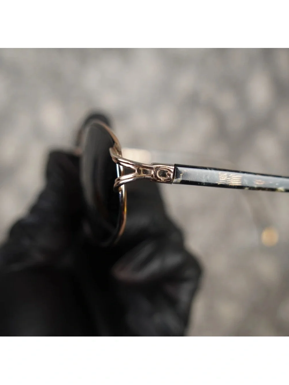 Vintage Gucci Metal Oval Eyeglasses Frames Only Adult 55-18 Gold Flecked Marbled